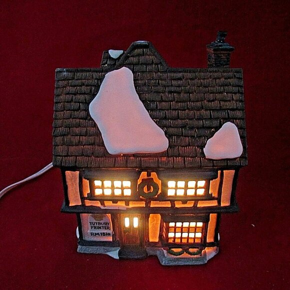 Vintage Dept 56 Dickens Village Tutbury Printer Lighted 55689 Retired 1990 - Picture 3 of 7